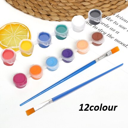 12/8 farver med 1 maling blå pensler pr sæt akrylmaling til oliemaling nail art tøj kunst digital gør-det-selv graffiti pigment: 12
