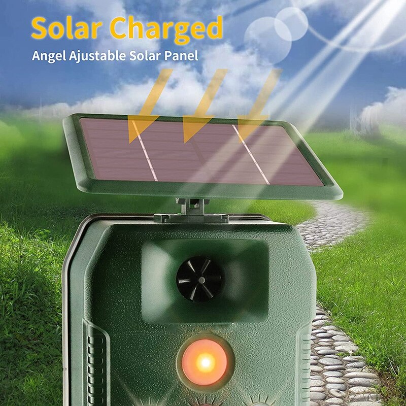 JHD-2 In 1 Solar Powered Animal Repeller With Infrared Sensing Detector Strobe Light Changing Frequency Solar Mole Repellent