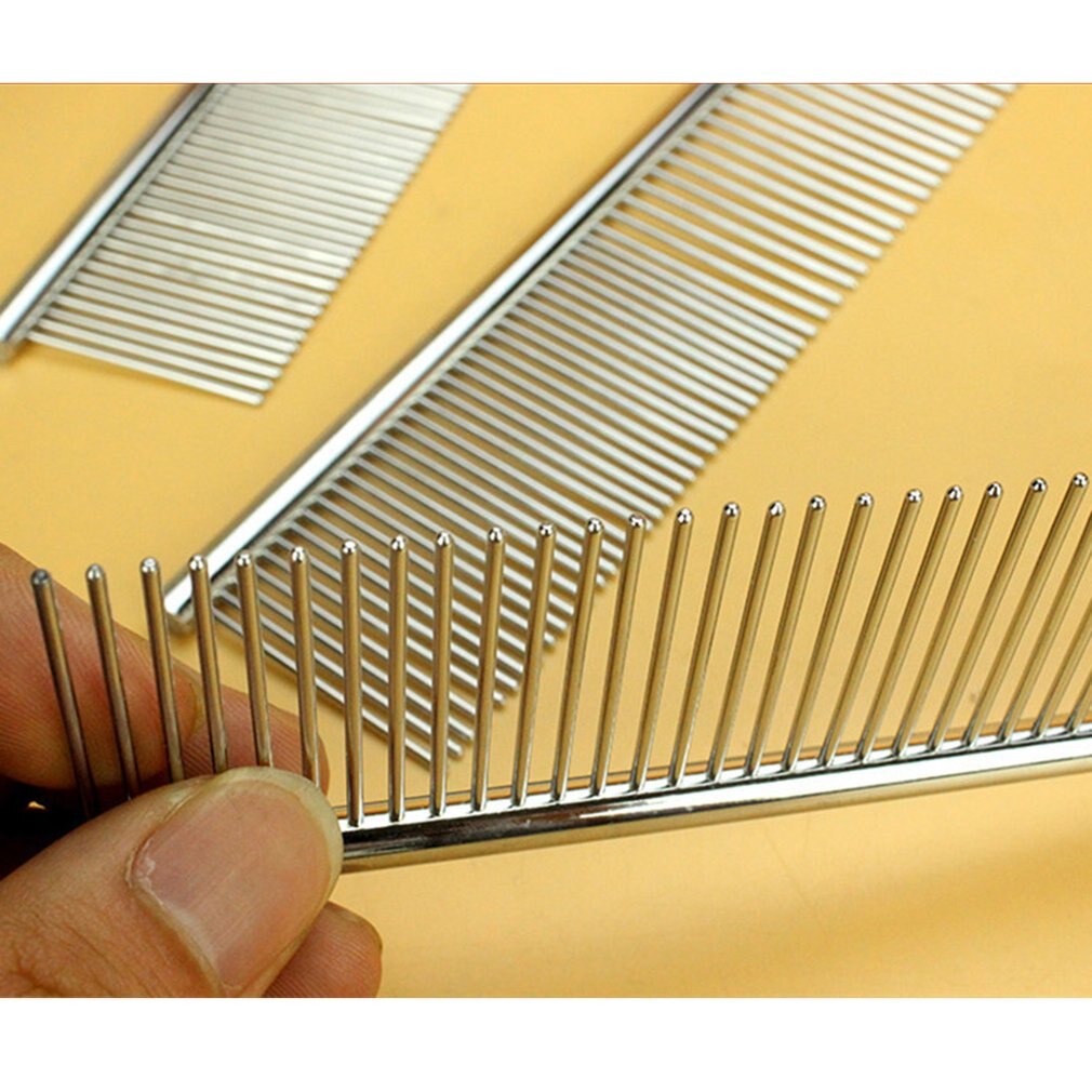 Pet comb Stainless steel beauty comb Row comb Combining Shumi combined knot comb Dog straight row steel comb