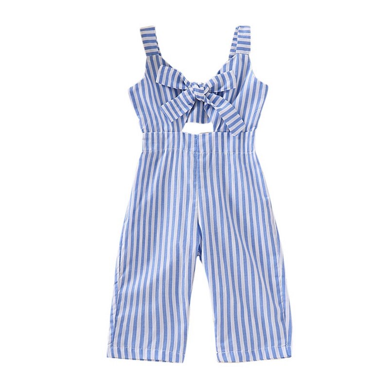 Nuova Estate Del Bambino Della Ragazza Pantaloni A Strisce Stampa di Cotone Senza Maniche Elastico Bretelle di Disegno della Cavità Pantaloni Tute e Salopette Pantaloni