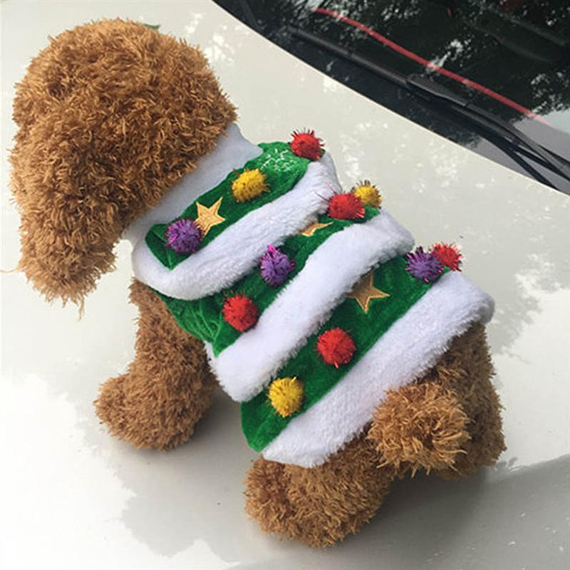 Juletræsformet hundedragt kæledyr vintertøj behagelig varm juletrøje til fest (grøn)