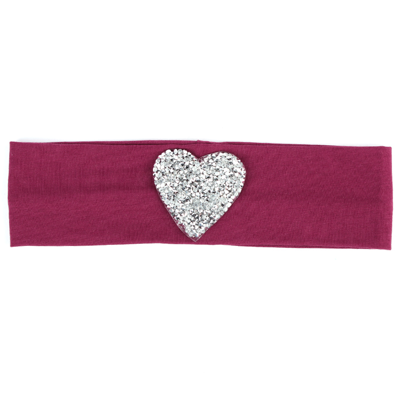 Geebro Kinderen Katoen Zachte Hoofdband Lente Leuke Steentjes Hart Platte Haarband Meisjes Stretch Hoofddeksels Haaraccessoires: Bordeaux
