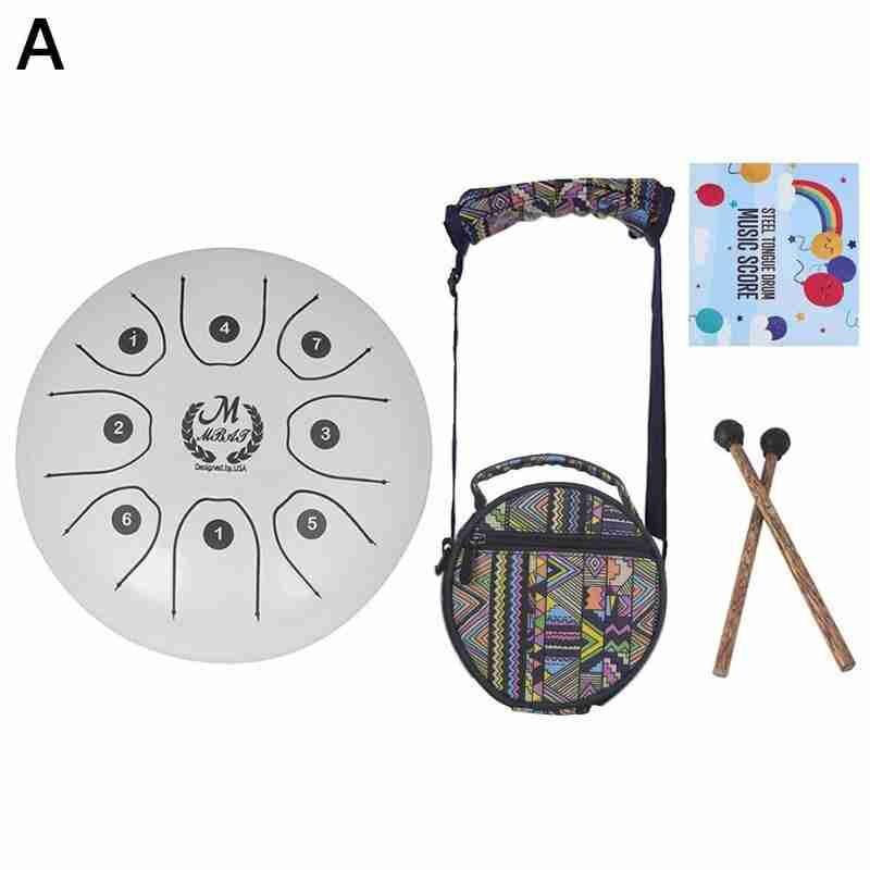 5.5 Inch Mini Worry Free Drum 8-tone Tongue Drum Steel Hand Pan Drum Percussion Instrument Carry Bag Ethereal Worry Free Drum: A
