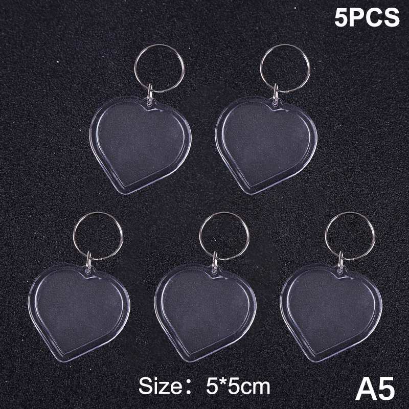 5pcs Blank Photo Frame Keychain Clear Acrylic Keyring Insert Photo Split Key Pendant DIY Key Holder Couple Anniversary