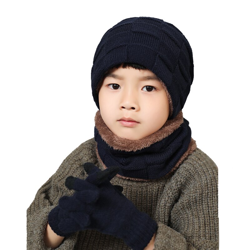 Gebreide mutsen sjaals kinderhandschoenen driedelige set winter warme schermmuts handschoen pakken jongens meisjes mutsen sjaalset 2-8 jaar oud