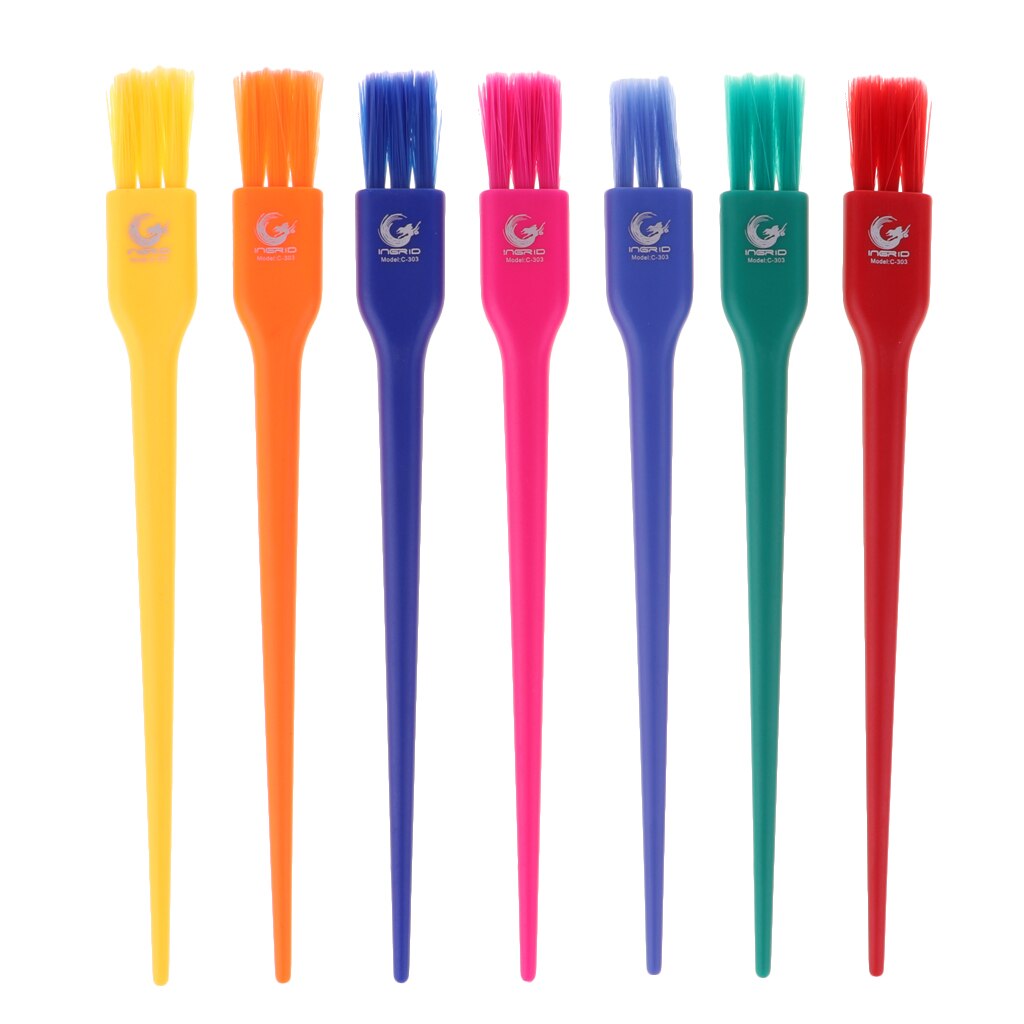 Juego de pinceles para teñir el cabello, Set de 7 pinceles de colores para salón de belleza, sintético, para resaltar y teñir el cabello, DIY