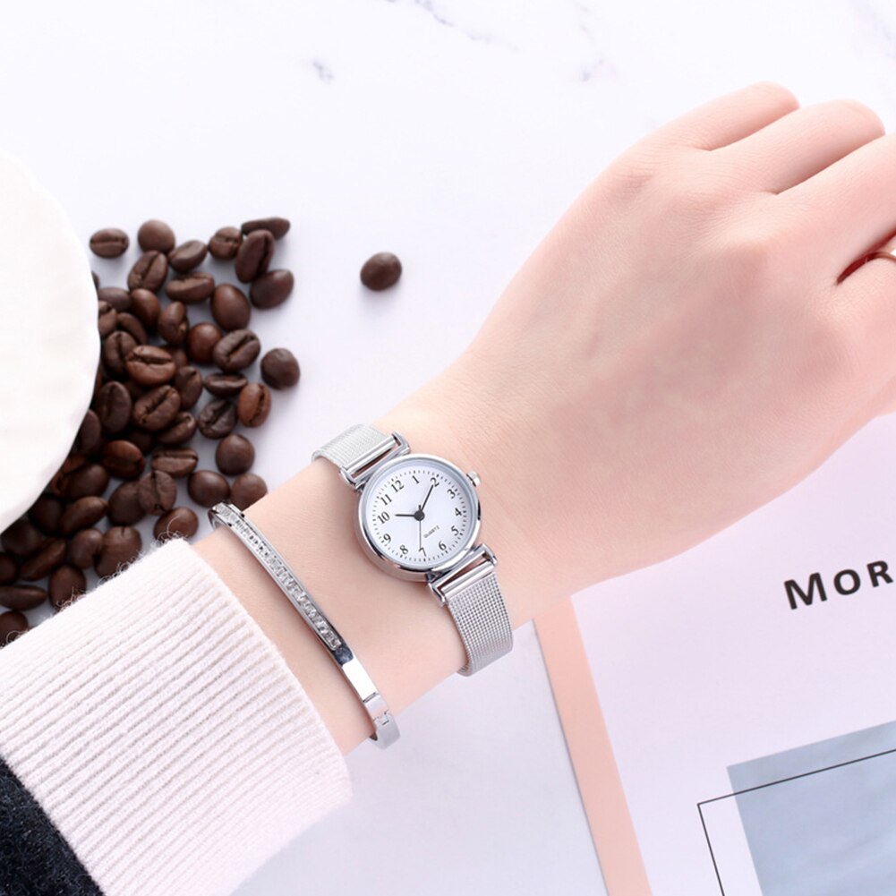 Luxe dameshorloge van roestvrij staal, prachtige kleine wijzerplaat, eenvoudig casual armbandhorloge, dames quartzhorloge
