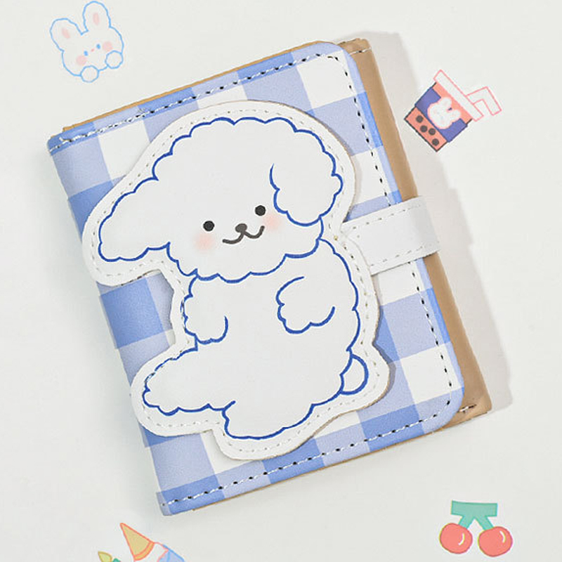 Versatile Little Bear Wallet Cartoon Women's Short Coin Wallet Snap On Card Bag: Blue