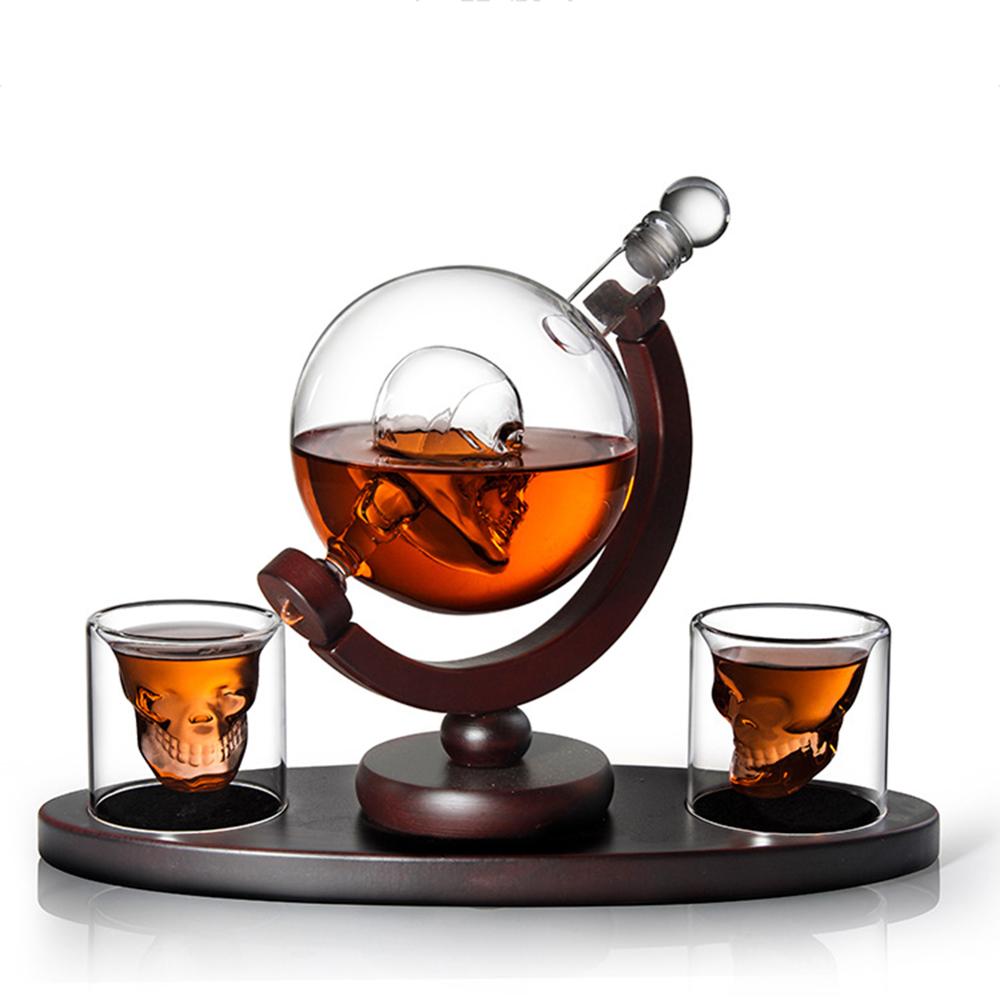 1000ml Whiskey Karaffe Antike Schiff Whiskey Spender Für Schnaps Bourbon Wodka Globus Karaffe Mit Fertig Holz Stehen: 850ML