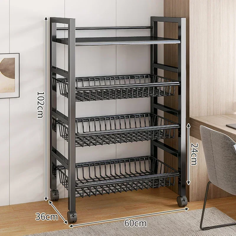 Carro de cesta de verduras para cocina, estante de almacenamiento multifuncional, carrito rodante móvil para fruta, horno microondas, organizador de cocina: COFFEE
