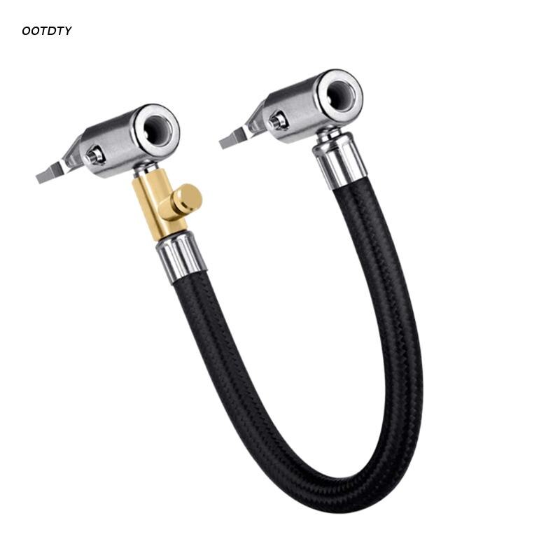 Locking Air Chuck with Air Hose and Standard Tire Valve Fine Thread Air Inflator Hose Adapter Twist On Convert to Lock