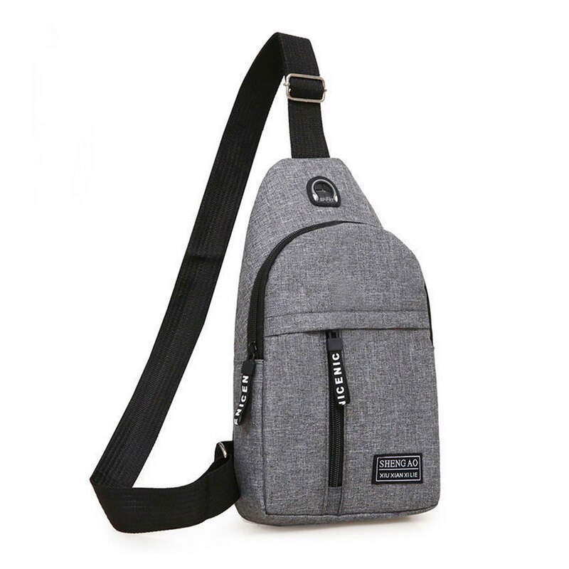 Men's Nylon Waist Bag Universal Fanny Pack Sports Travel Outdoor Solid Color Chest Bag: dark grey
