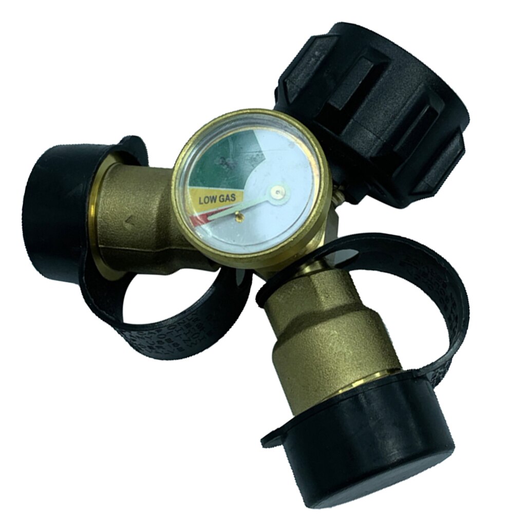 Propane Adapter with Gauge QCC Propane Splitter Propane Gas Splitter Tee Gas Adapter Grill Connector