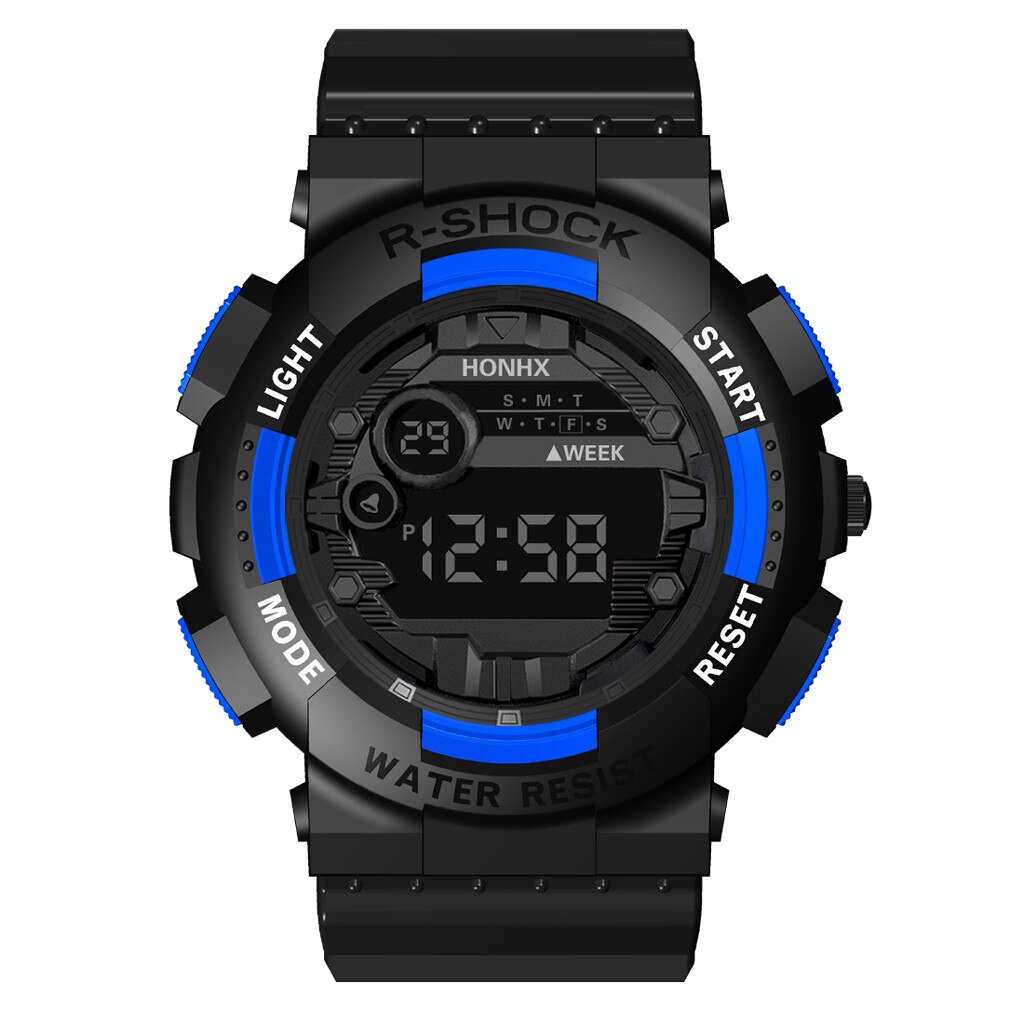 Heren Horloge Luxe Mode Heren Digitale Led Horloge Datum Sport Mannen Outdoor Elektronische Horloge Klok Dropshiping Heren Horloges: Blauw