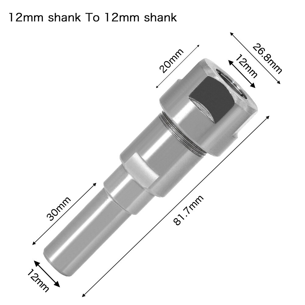 6Mm 8Mm 12Mm 1/4 "1/2" Schacht Router Bit Verlengstuk Collet Graveren Cnc Machine Extension frees Houtbewerking Tool: 12mm to 12mm