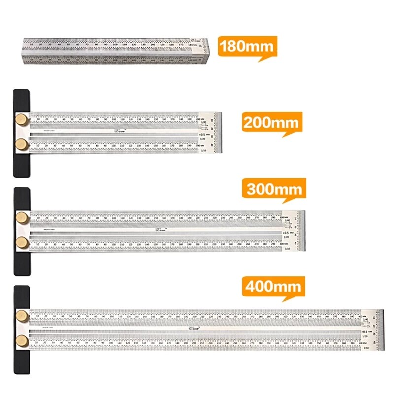 Woodworking Scribe 180-400mm T-type Ruler Hole Scribing Ruler Crossed-out Tool Line Drawing Marking Gauge DIY Measuring Tool