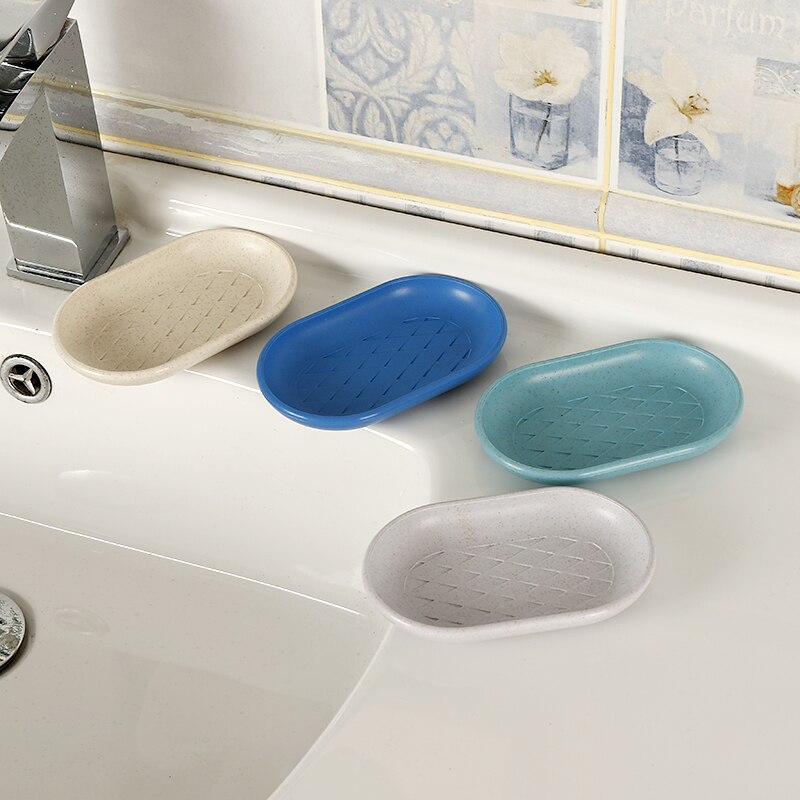 Juego de soporte para cepillo de dientes de paja de trigo Set de accesorios de baño, vaso, jabonera, dispensador de jabón, 4 unidades