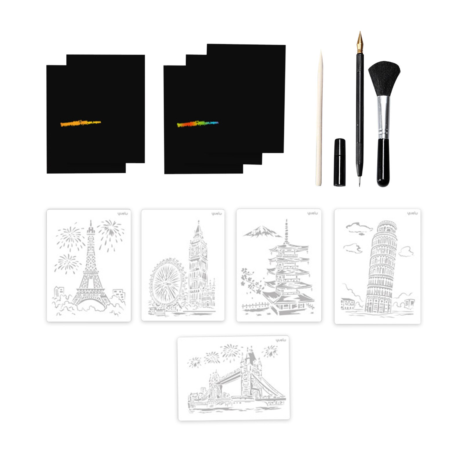 DIY Scratch Painting Set Innovative Art Scratch Paper Kit A4 Animal Building Handmade Diy Painting