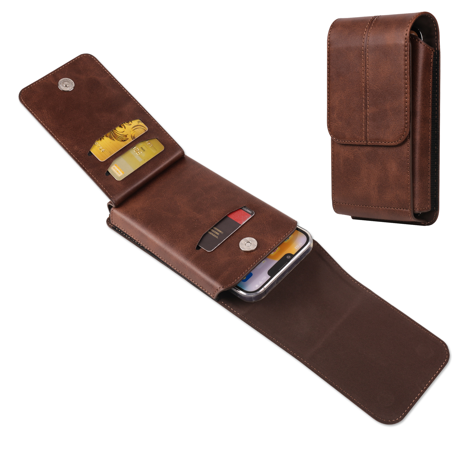 Koe Lederen Flip Riemclip Telefoon Case Mannen Heuptas Houder Voor iPhone 17 16 15 14 13 12 11 Pro Max 7 8 Plus Holster Pouch Cover: PC +TPU / Beige