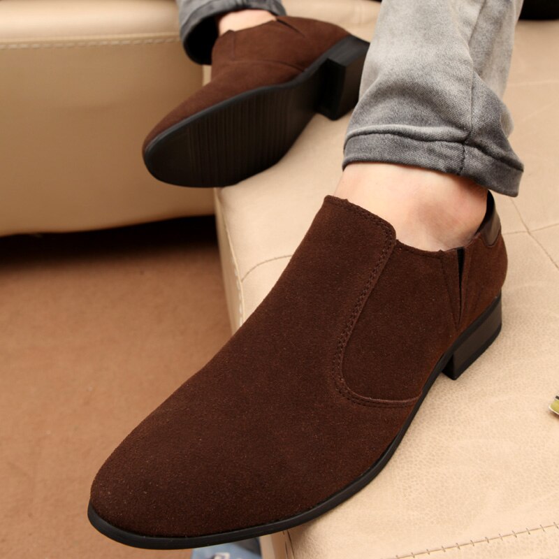 Qwedf britisk stil mænd sko åndbare mænd kjole sko slip on sort brun arbejdsformelle sko til mænd sy -25