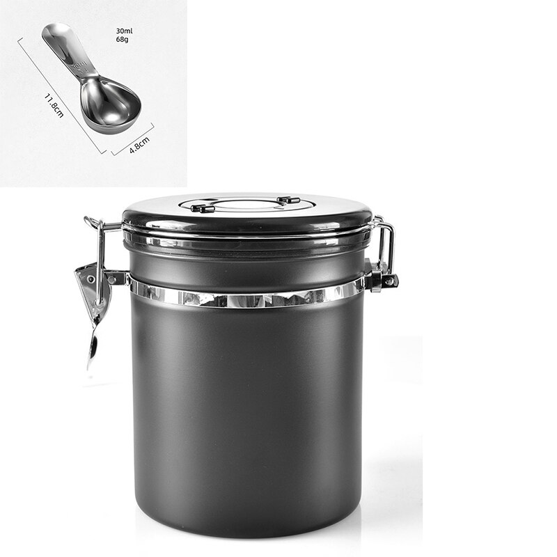 GUNOT Metall Kaffee Behälter Lagerung Kanister Kaffee Lagerung Flasche Edelstahl Kaffee Lagerung Krug murmeln Zucker Tee Container: Schwarz-L-30ml
