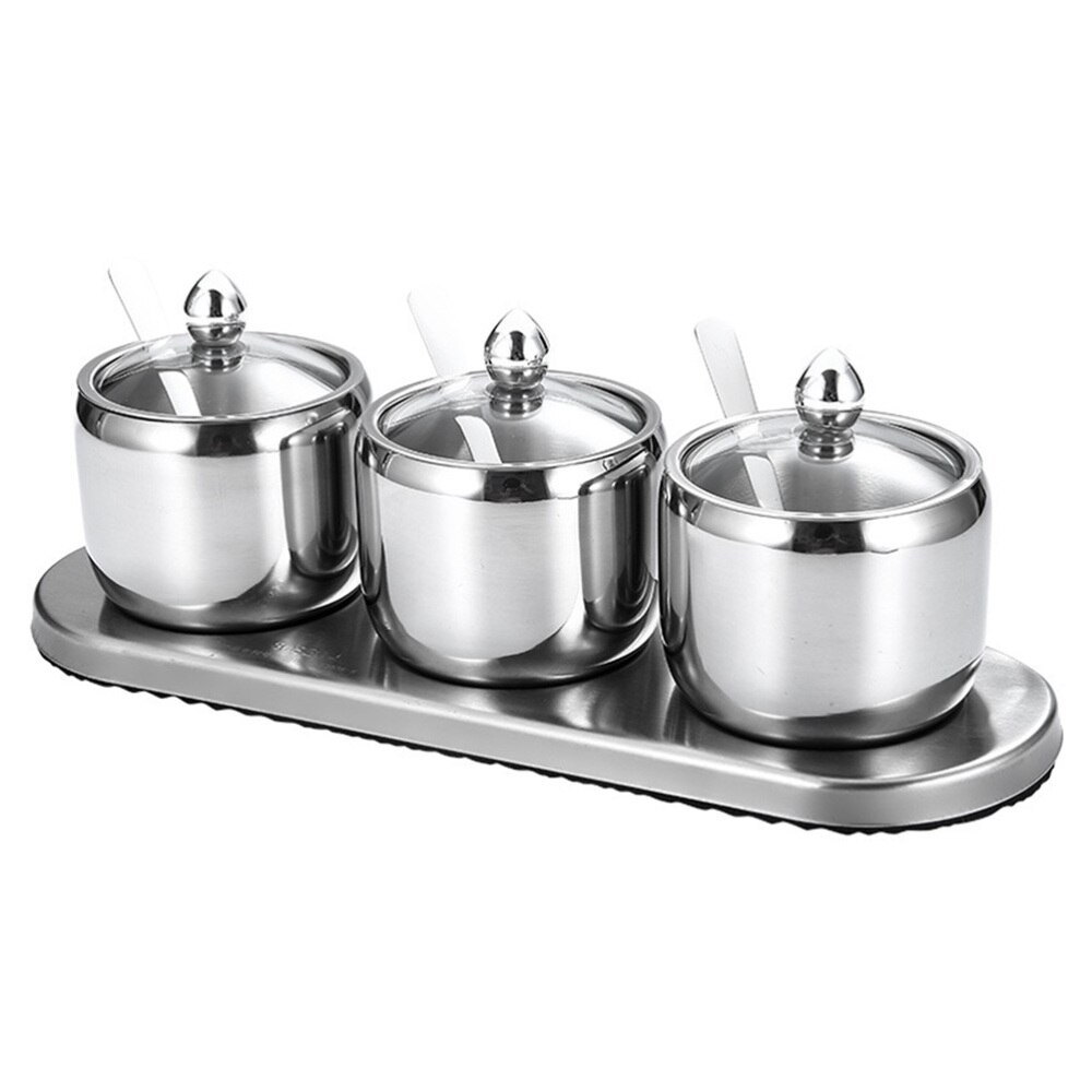 Stainless Steel Seasoning Jar Kitchen Salt Canister Multifunction Spice Storage Pot Container (1 Jar): Silver 2