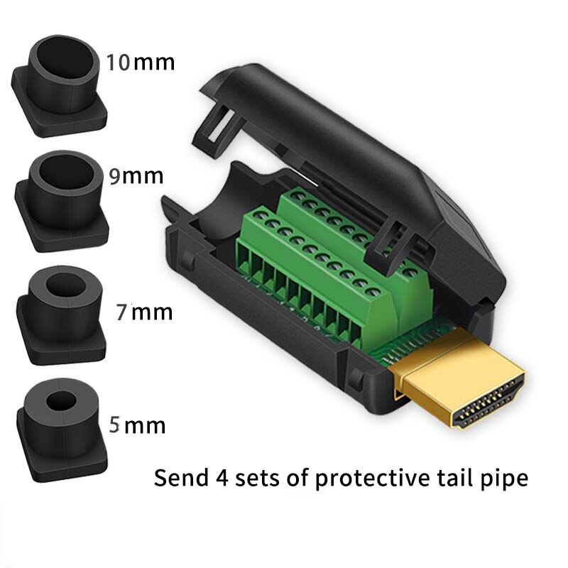 Conector de cabeza de soldadura HDMI, carcasa de aleación de aluminio, Junta chapada en oro, línea HD 4K, macho DIY: E
