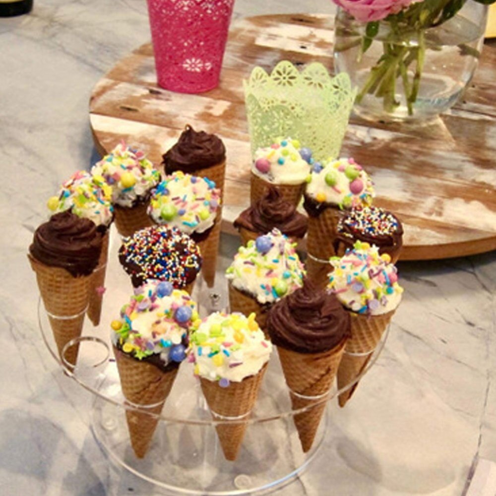 16 hål glass godis akryl hållare cupcake glass koner hållare stå för bröllopsfest buffé display kök verktyg