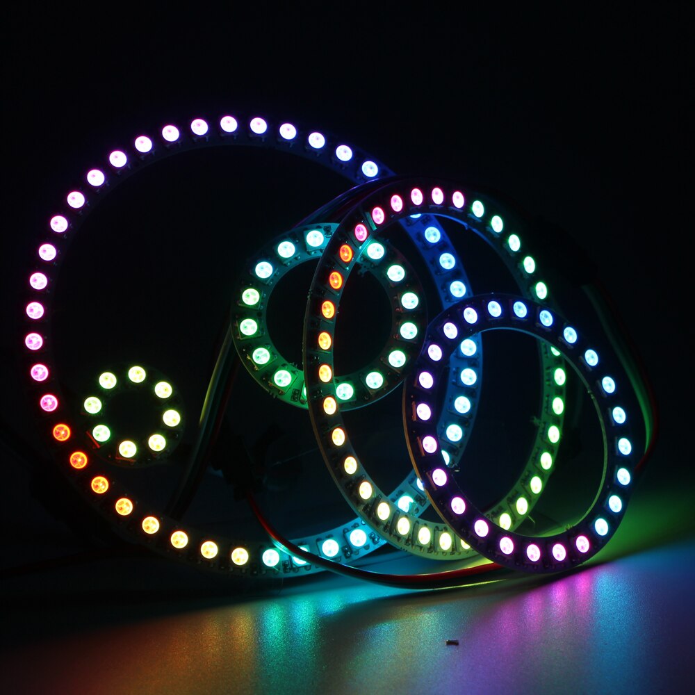 WS2812B ic Built-in RGB pixel Ring 8/16/24/35/45 Bits leds Module Individually Addressable 5050 RGB Full Color Round LED Circle