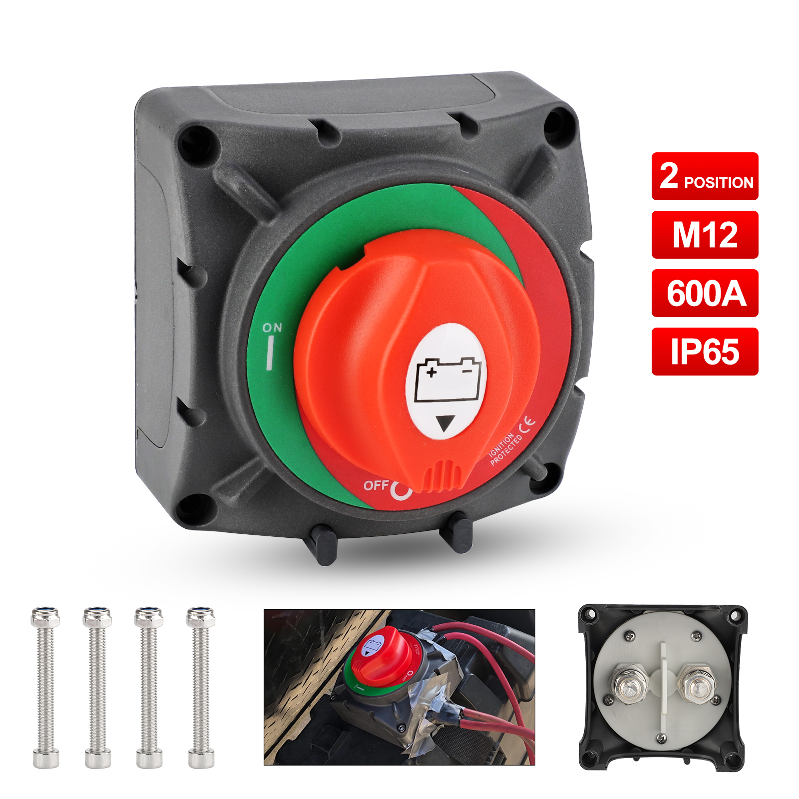 200A 300A 600A interruptor de masa de batería Dual interruptor de corte de 2 y 4 posiciones interruptor de desconexión de batería automática de barco de coche 12V 24V marino