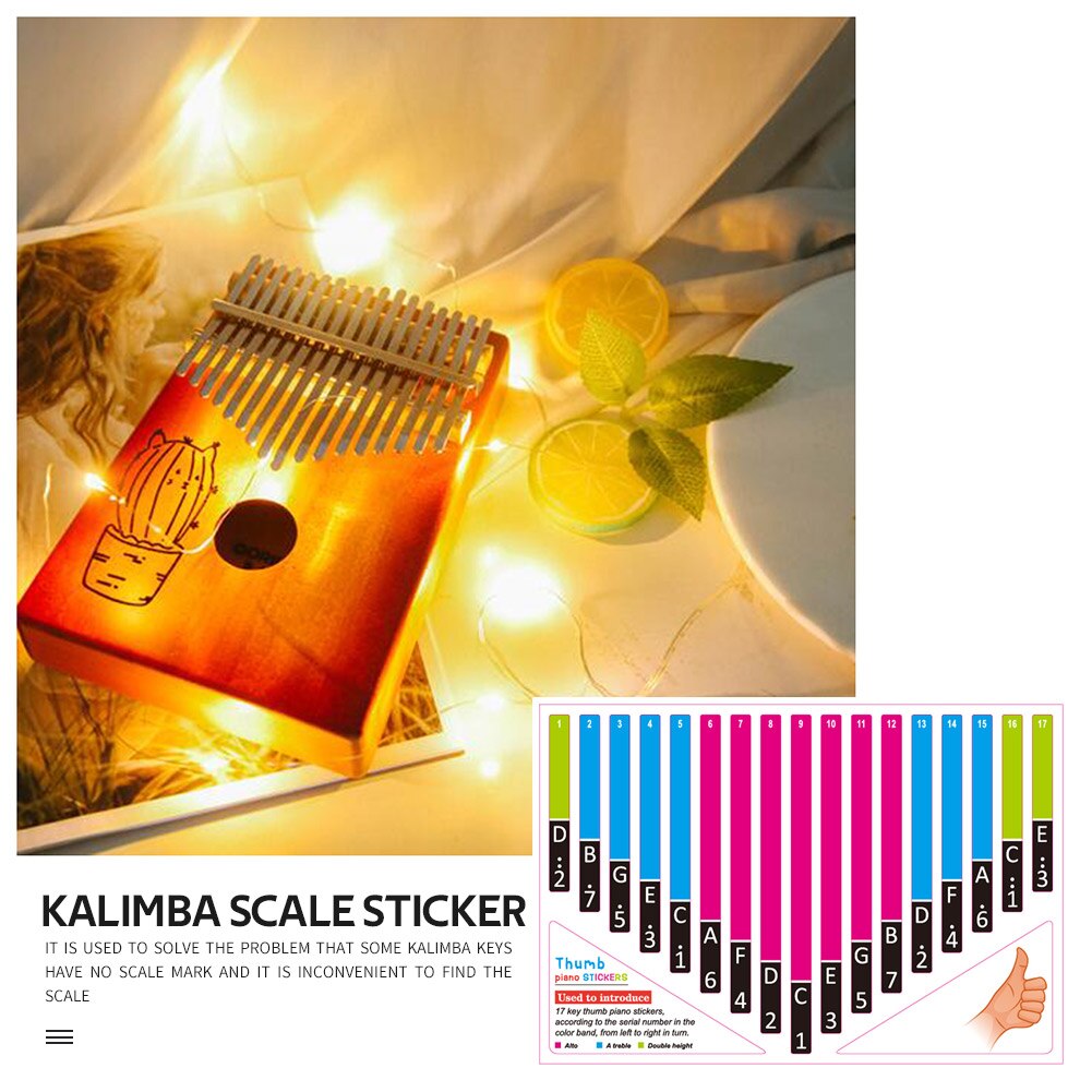 1 pçs kalimba escala adesivo polegar dedo piano nota chave adesivos para iniciante aprendiz percussão instrumento musical acessórios