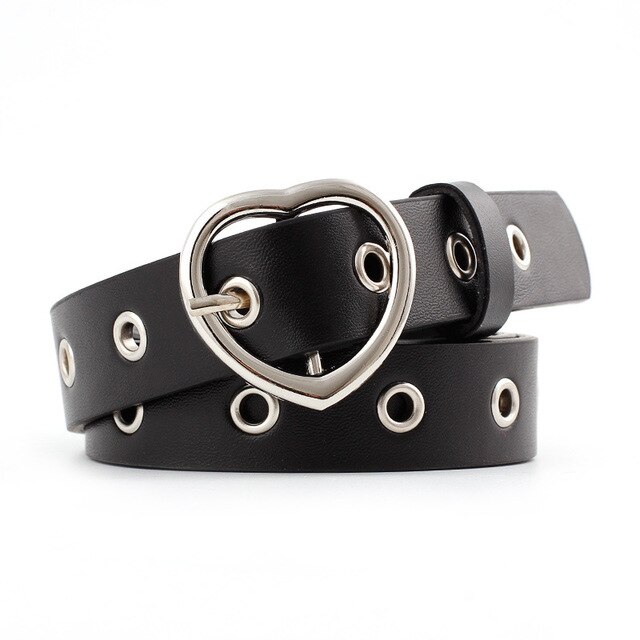 Sweetheart Buckle with Adjustable Ladies Luxury Brand Cute Heart-shaped Thin Belt Punk Belts: 7