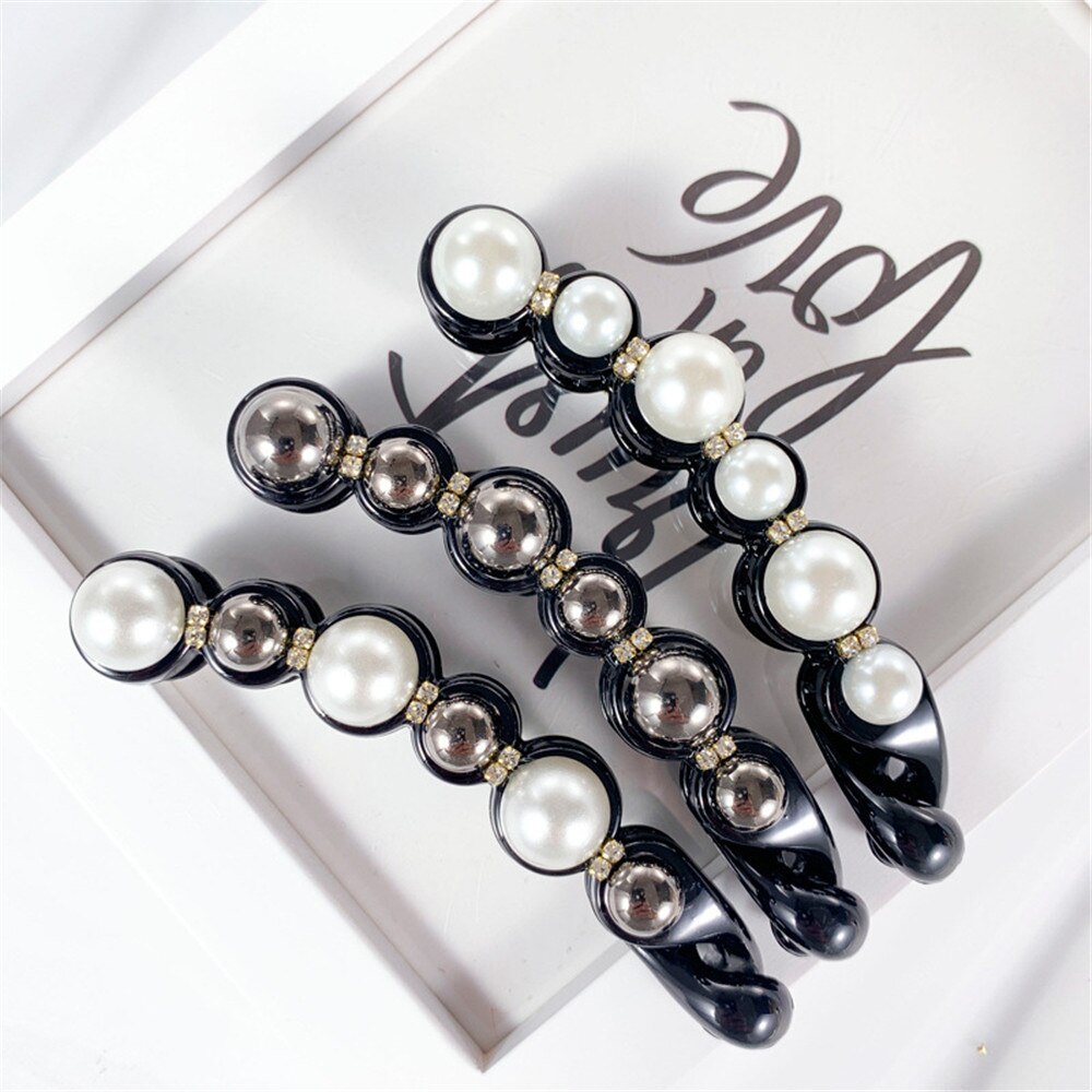 1Pc Parels Haarspelden Haar Clips Sieraden Banaan Clips Hoofddeksels Vrouwen Haarspelden Meisje Paardenstaart Haarspeldjes Haarspelden Accessoires
