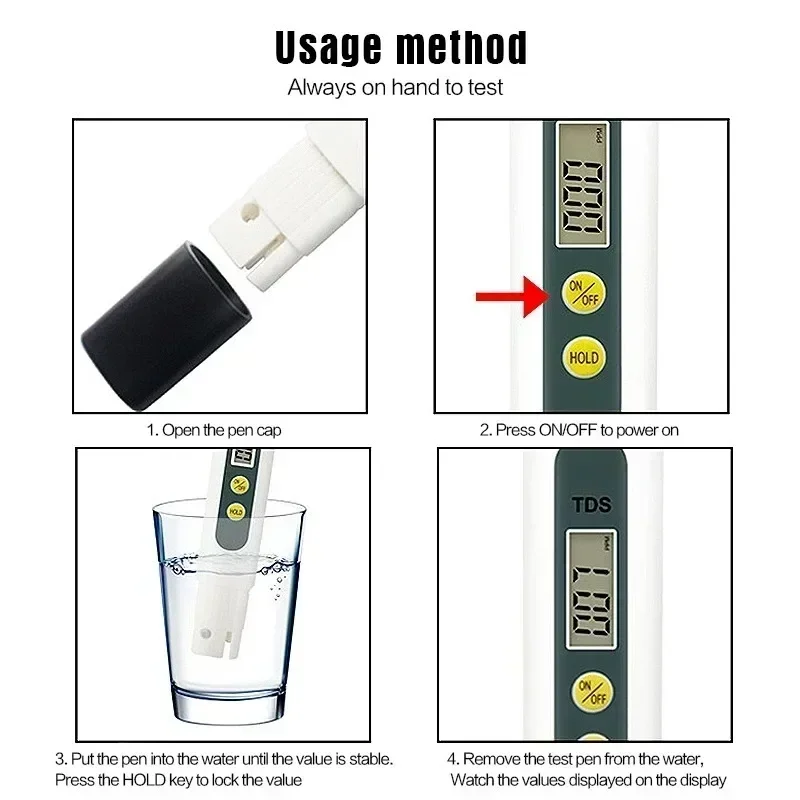 TDS Meter Digitale Water Tester 0-9990ppm Drinkwaterkwaliteit Analyzer Monitor Filter Snelle Test Aquarium Hydrocultuur Zwembaden