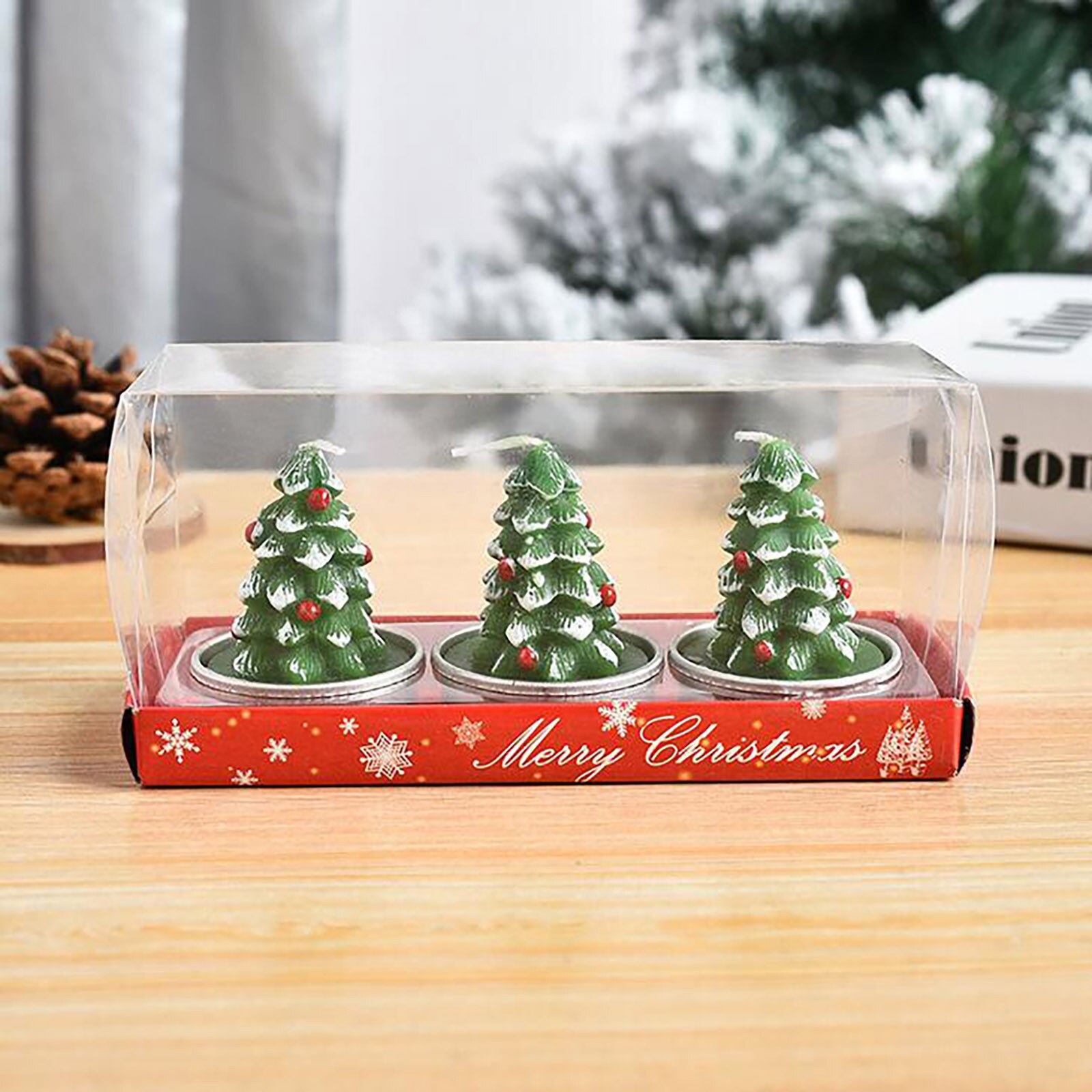 3Pcs/Set Christmas Candles Santa House Snowman Christmas Tree Paraffin Candles Wedding Party Candles Decor Light #3: C