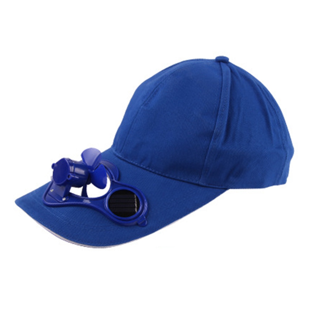 Summer Unisex Outdoor Sports Baseball Caps Hats with Solar Power Cooling Fan: Blue