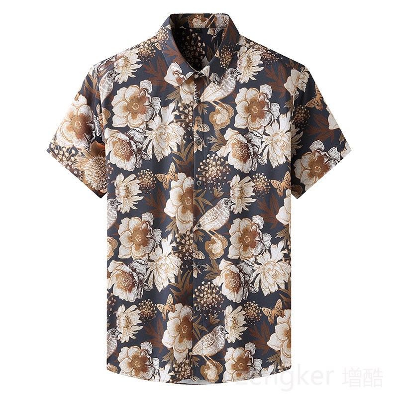 Plus tamanho camisas de manga curta masculina verão camisas de impressão fina camisas de estiramento plus size roupas para homem 6xl 8xl camisa de grandes dimensões