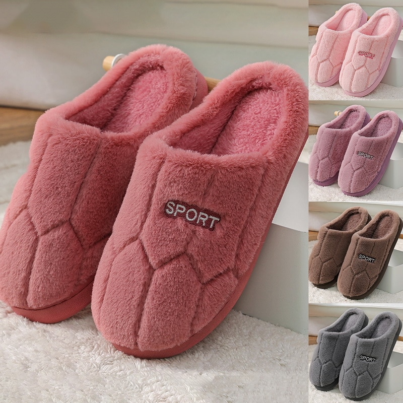 Winter Women Warm Home Shoe Plush Slippers Couples Warm Non-slip Floor House Slippers Soft Indoor Shoes For Man Floor Slides