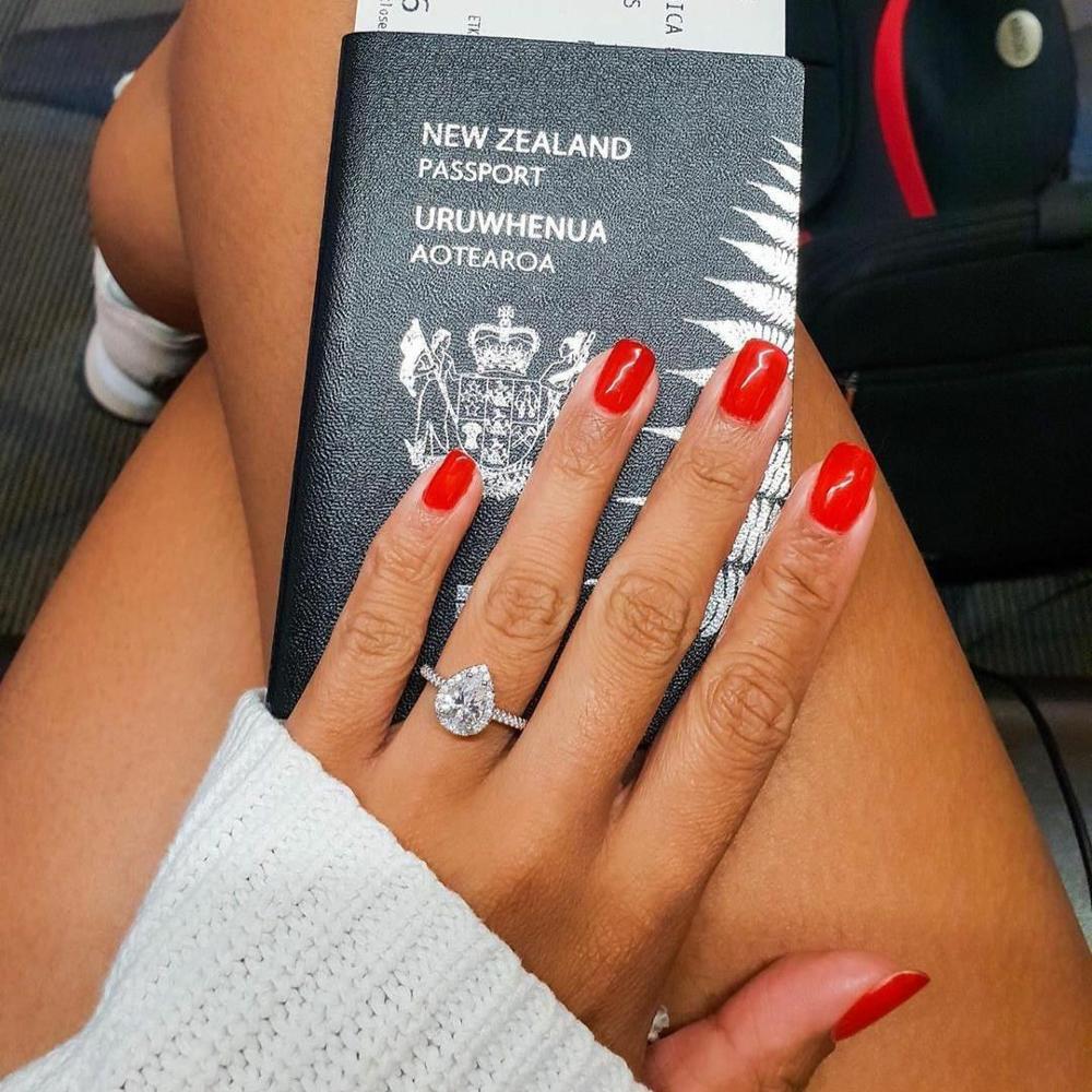 Real pink pear cut zircon the engagement Rings for Women Wedding anel aneis party Jewelry R603