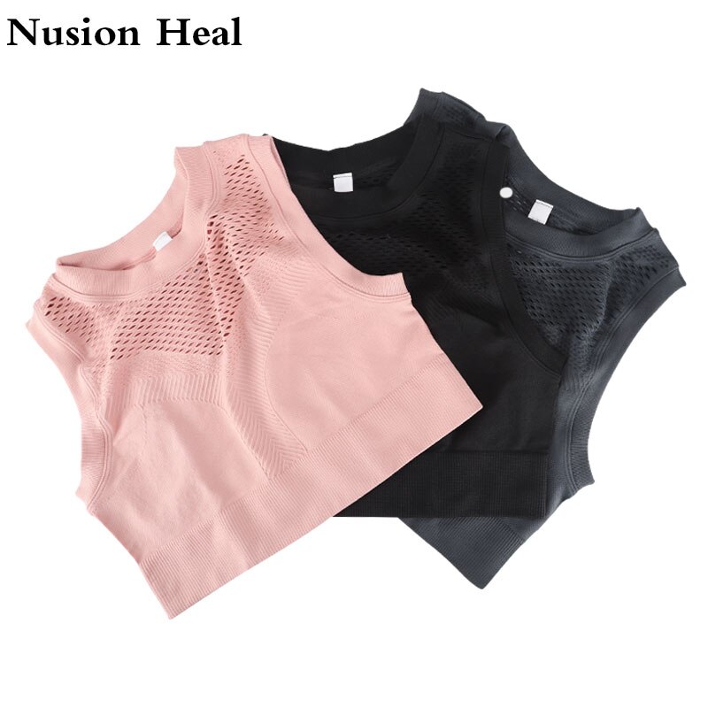 Camiseta corta sin mangas de Vital Ombre para mujer, Top corto de gimnasia, Tops de Yoga, camisetas de Fitness, ropa deportiva para mujer, entrenamiento de gimnasio