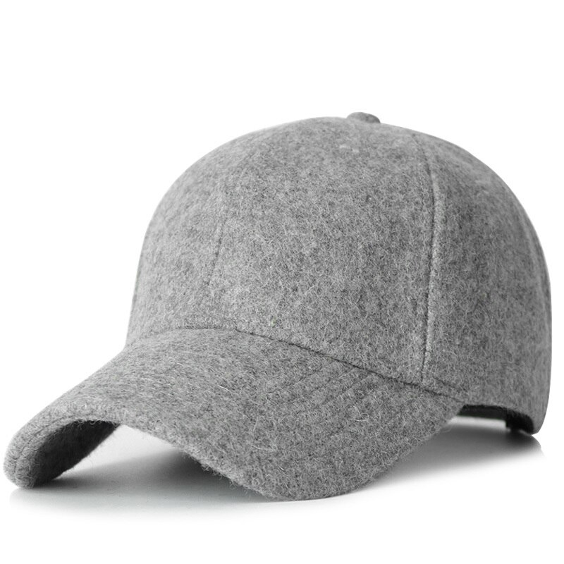 Sombrero grande de lana con Cierre trasero para hombre, gorra de béisbol de talla grande, estilo Snapback, cálido, otoño e invierno, 50-60cm, 60-64cm: Light Gray / 55-60cm