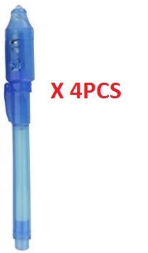4 teile/los, UV-Licht Stift Unsichtbare Tinte Sicherheit Marker Stift Mit Ultra Violet LED Schwarzlicht: Blau