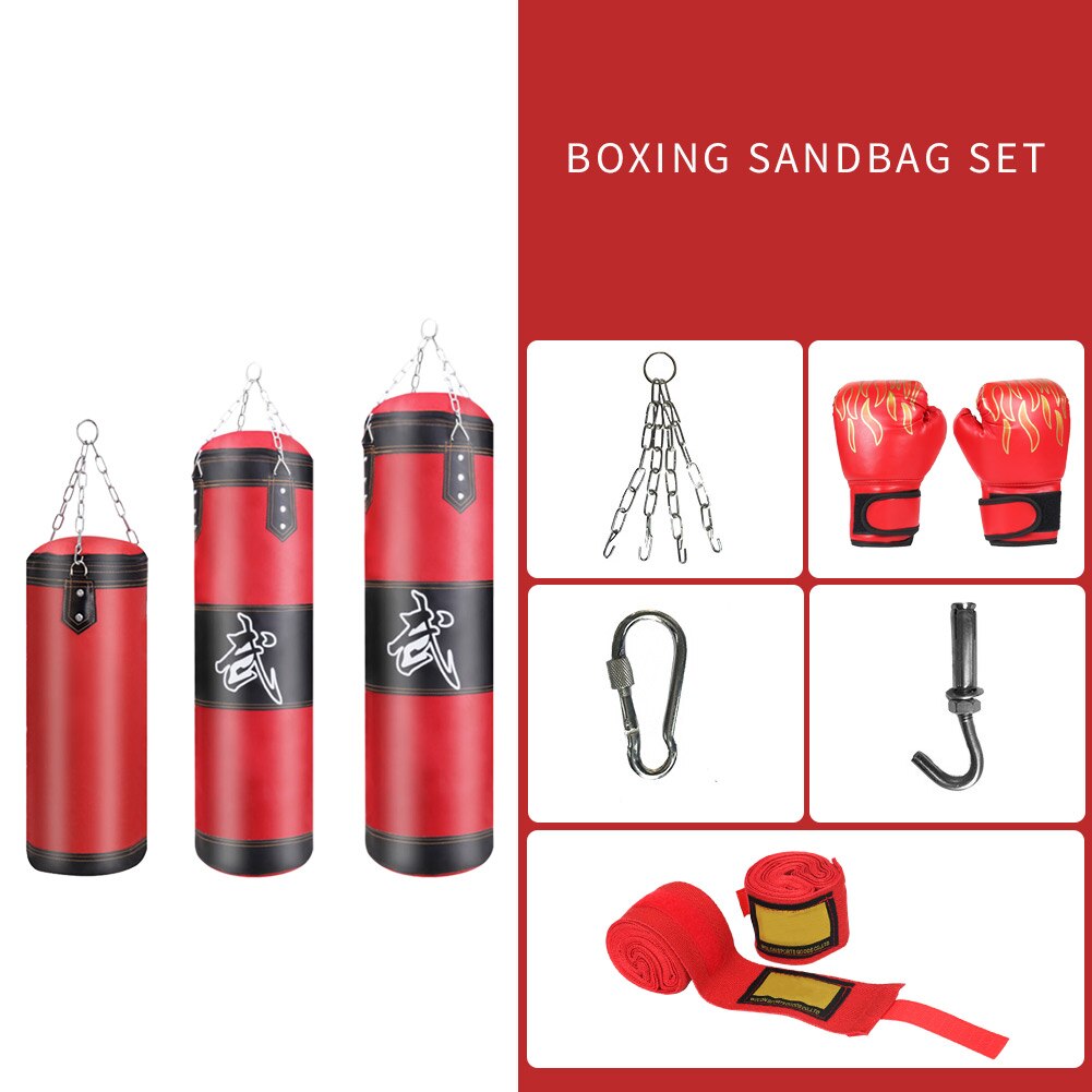 Kickboxing Boxing Punching Bag Sandbag Muay with Gloves Kickboxing Empty Pillar MMA Easy Safety Exercise Accessories