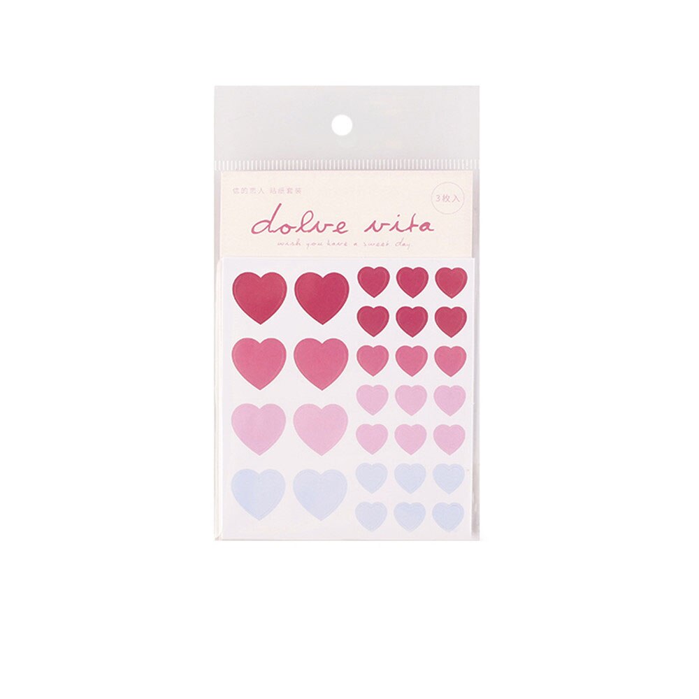 3 Sheets Love Heart Stickers Journal Stickers Kawaii Stationery Sticker DIY Diary Scrapbooking Sticker Cute Washi Stickers: B