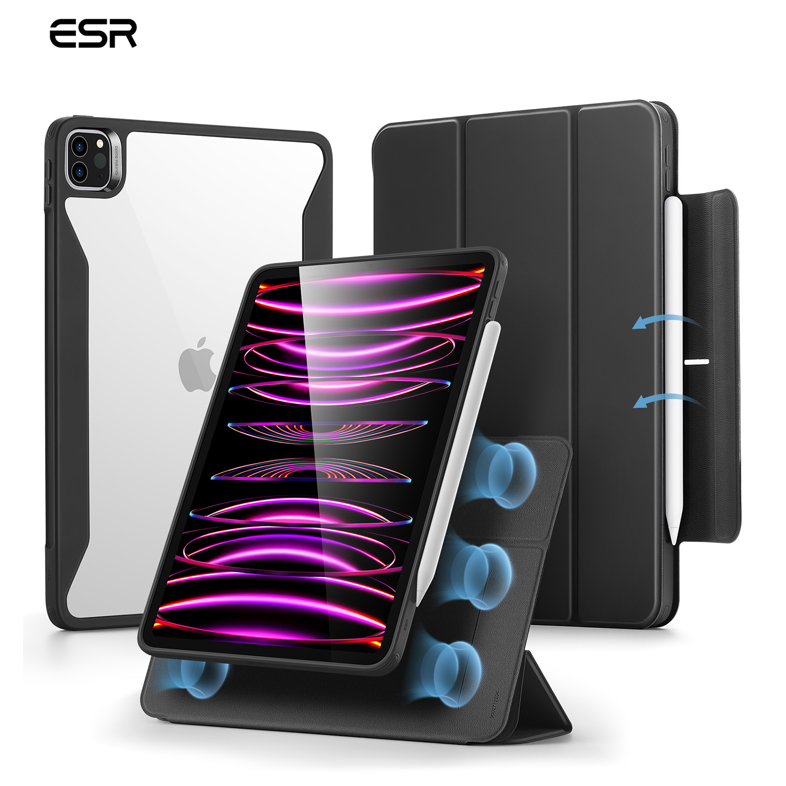 ESR para iPad Air 13/11 pulgadas (2025/2024) M3/M2 con portalápices soporte Vertical cubierta magnética extraíble para Air 5/4: Ipad Pro11 2020 / Naranja