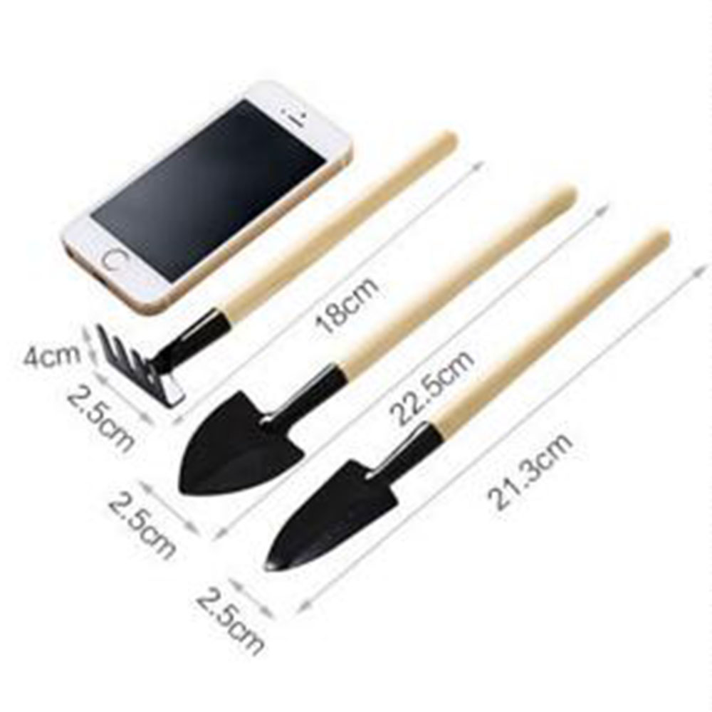 3pcs/1Set Mini Garden Tools Small Shovel Rake Spade Wood Handle Metal Head Garden Tools
