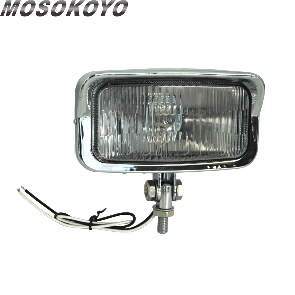 Chrome Universal Square Retro Motorcycle Headlamp Headlight Rectangle Front Head Light For Harley Chopper Bobber Custom Honda