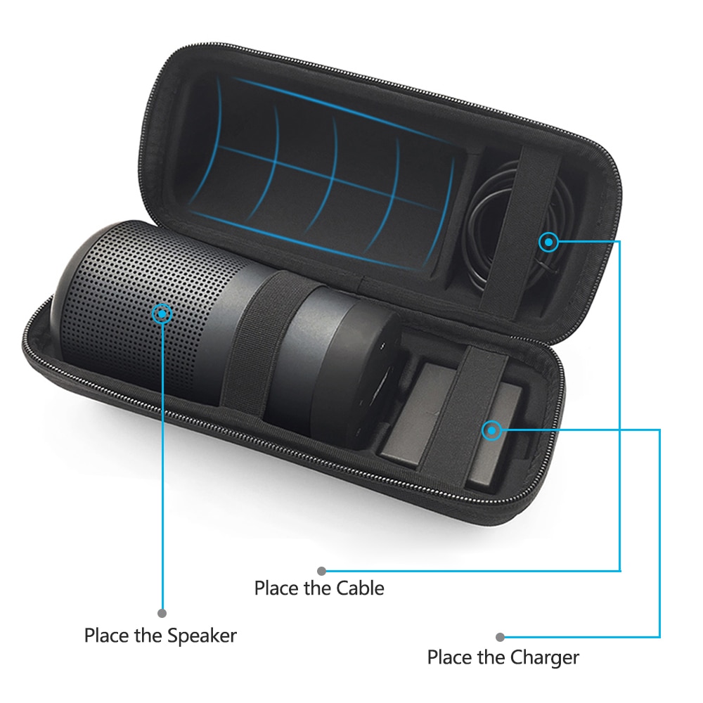 Travel Case Voor Bose Soundlink Revolve Case EVA Carry Beschermende Speaker Box Pouch Cover Extra Ruimte Voor Plug & kabels