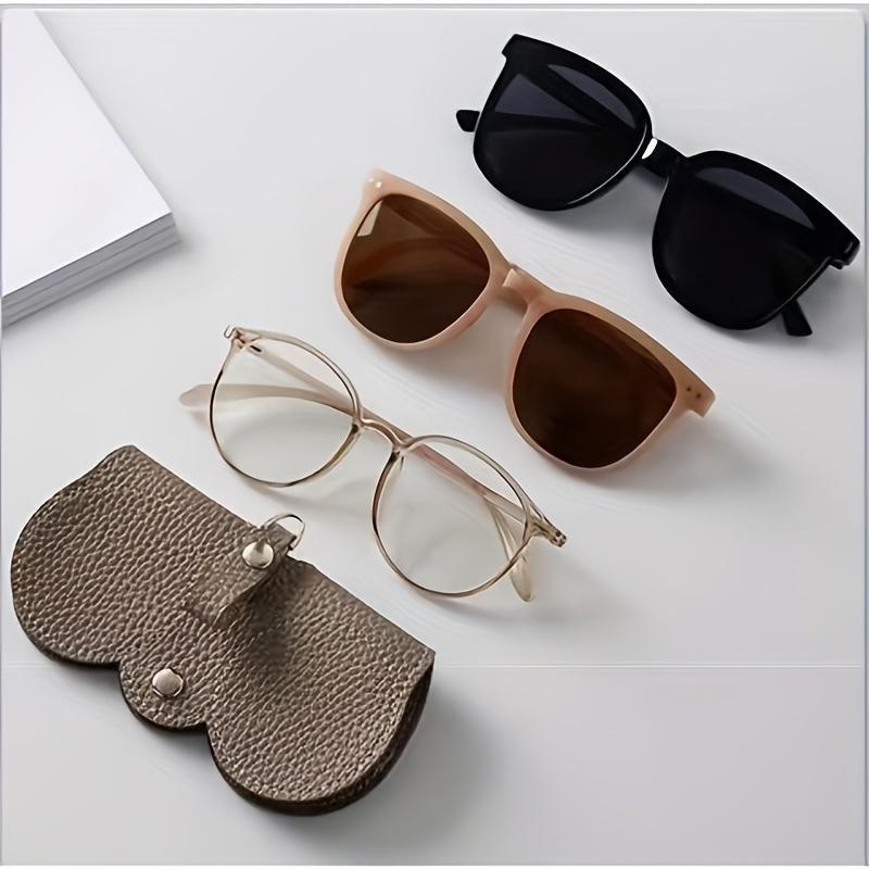 Brillenhülle mit Litschi-Prägung, niedlich, zum Aufhängen, PU-Leder, Sonnenbrille, Lesebrille, Aufbewahrungstasche, tragbarer Reise-Brillenhalter