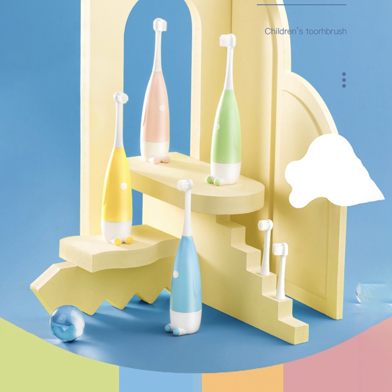 Electric Toothbrush With 2 Brush Heads Battery Operated Oral Hygiene Teeth Brush Soft Fur For Children